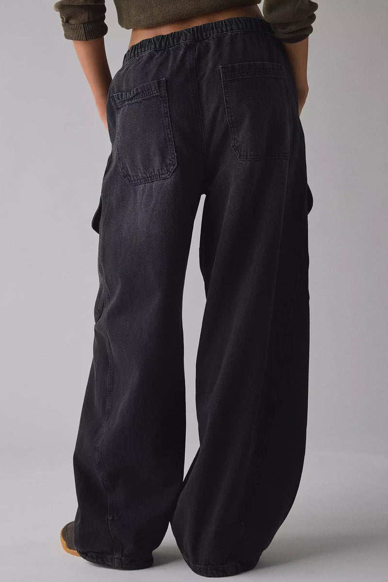 Street Tie Casual Loose Pocket Jeans