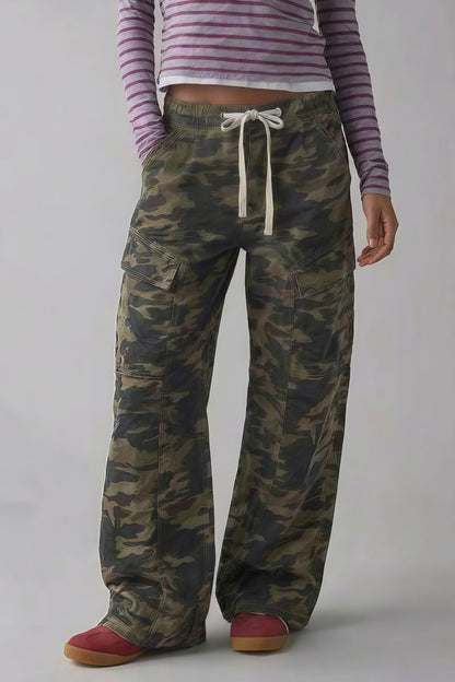 Street Tie Casual Loose Pocket Jeans
