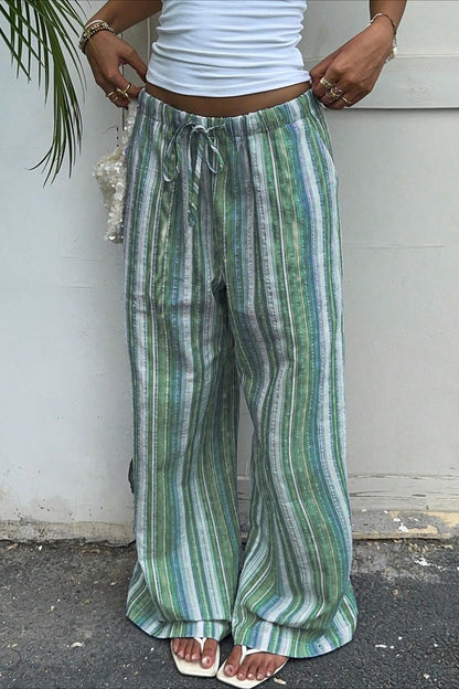 Stripe Drawstring Waist Casual Pants