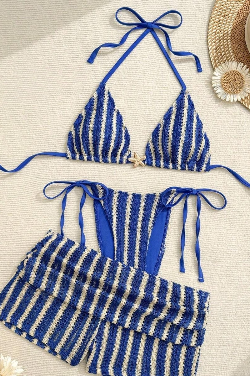 Stripe Starfish Three Piece Swim Set