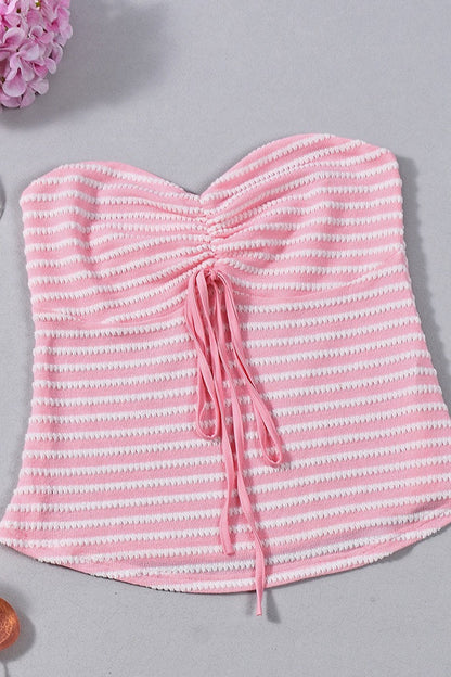 Striped Backless Tube Slim Blouse