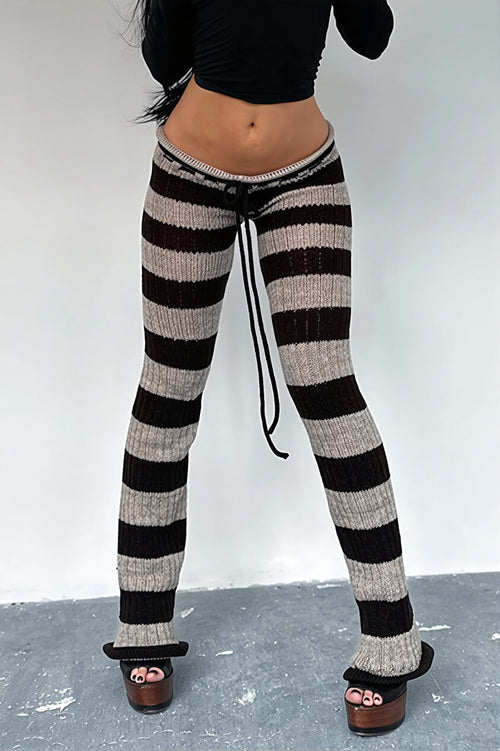 Striped Color Block Knit Skinny Pants