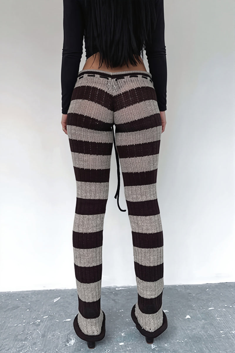 Striped Color Block Knit Skinny Pants
