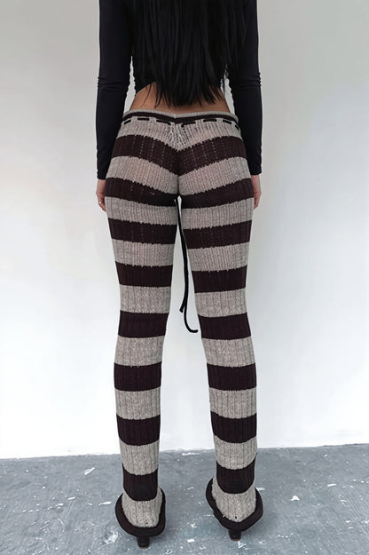 Striped Color Block Knit Skinny Pants