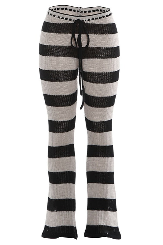 Striped Color Block Knit Skinny Pants
