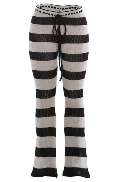 Striped Color Block Knit Skinny Pants
