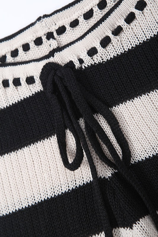 Striped Color Block Knit Skinny Pants