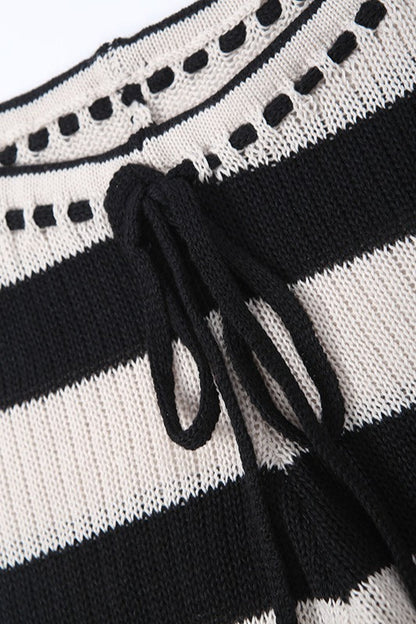 Striped Color Block Knit Skinny Pants