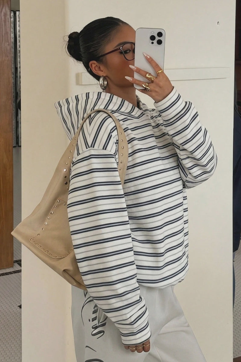 Striped Colorblock Pullover Hoodie
