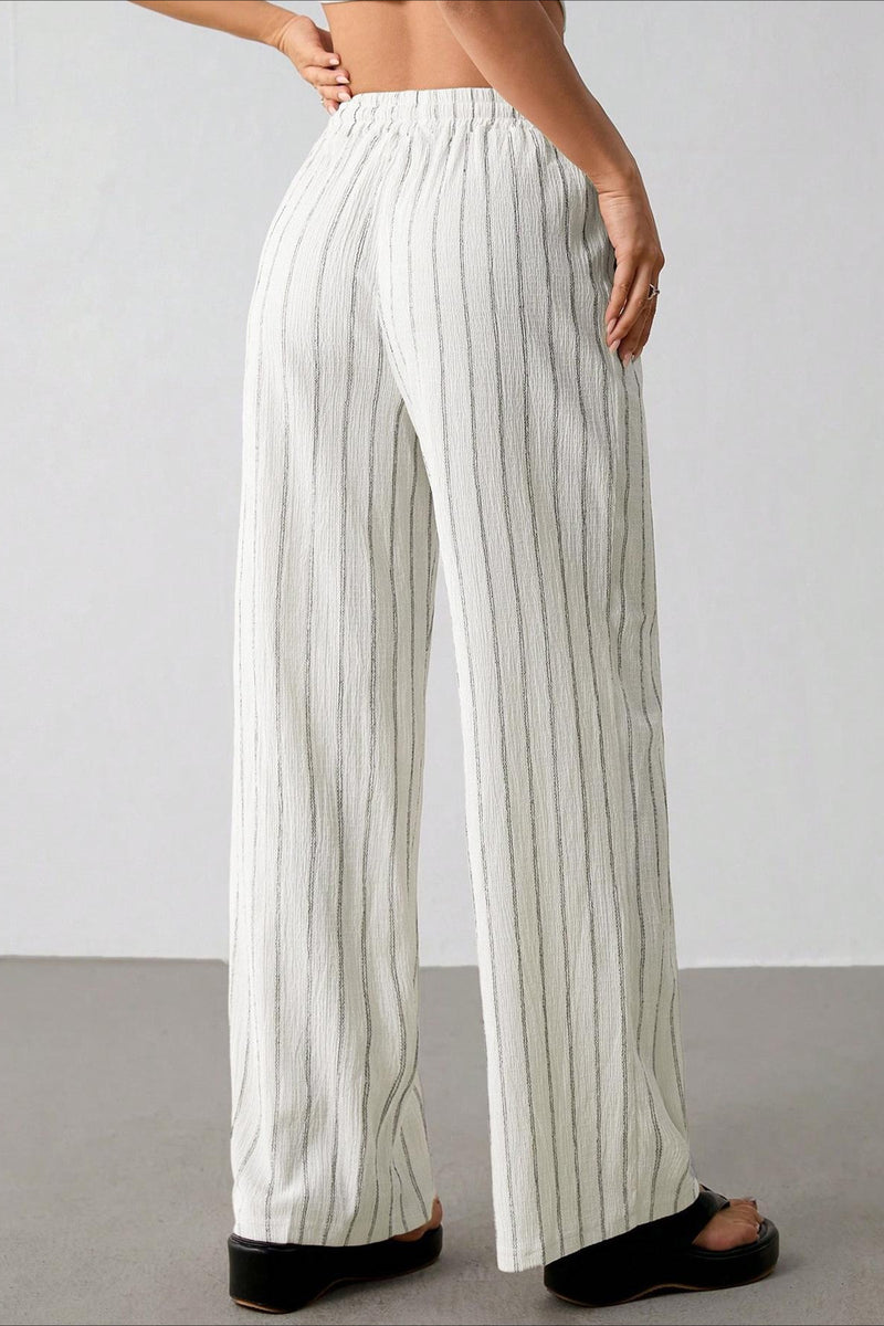 Striped Colorblock Wide Leg Pants