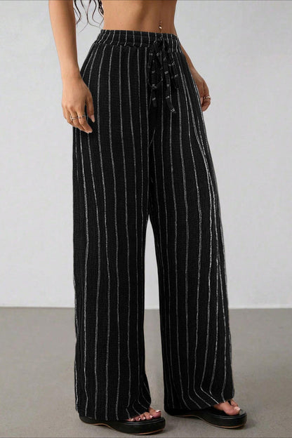 Striped Colorblock Wide Leg Pants