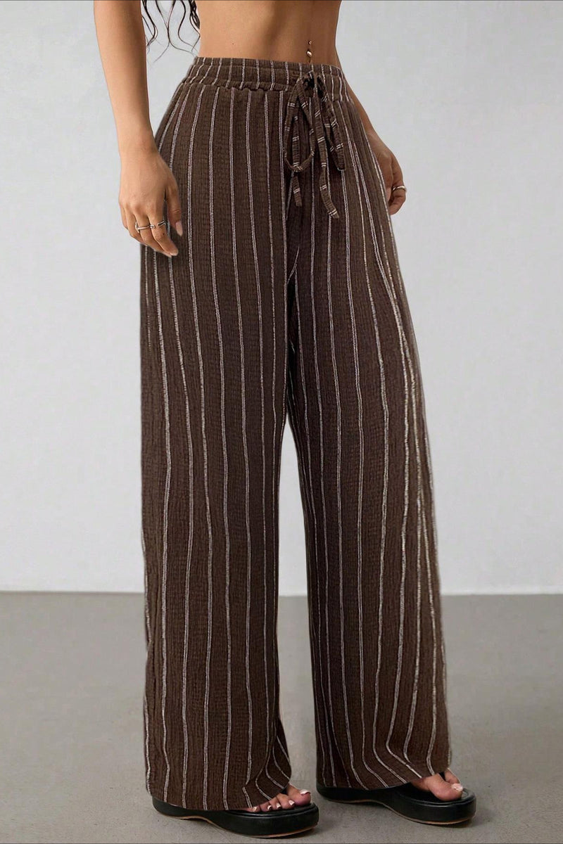 Striped Colorblock Wide Leg Pants