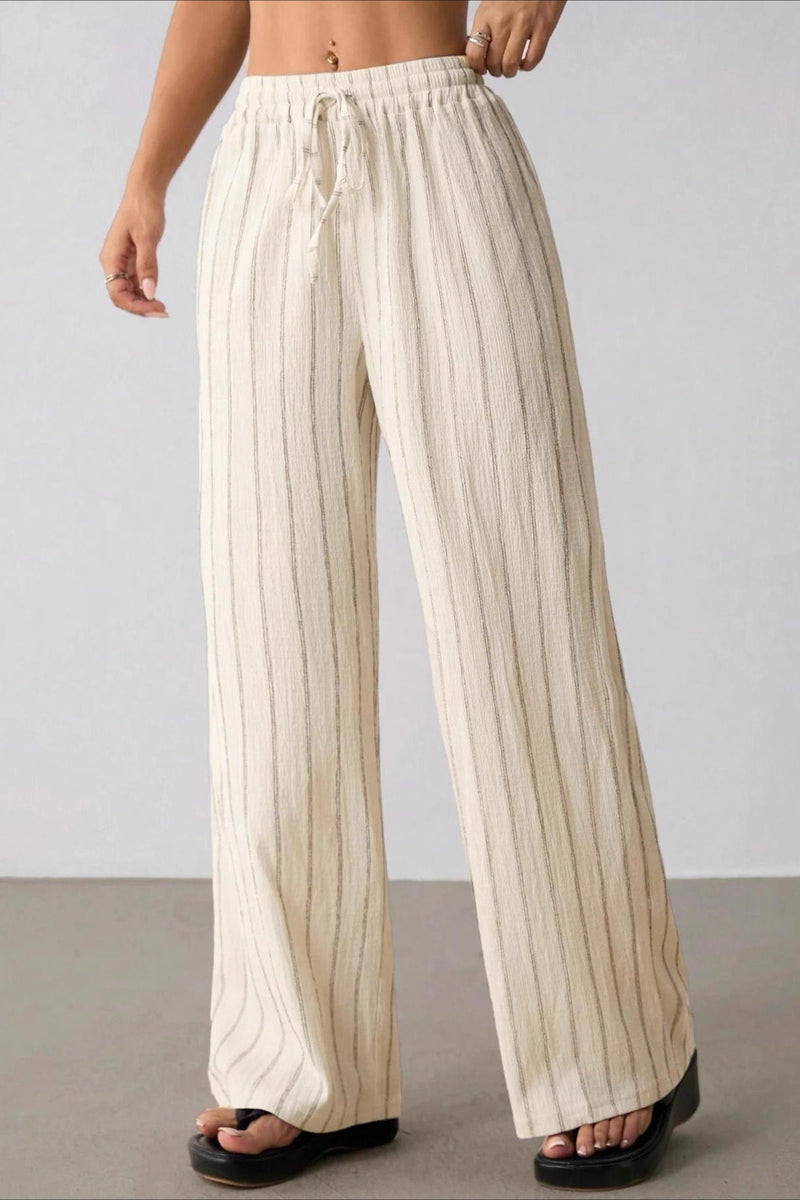 Striped Colorblock Wide Leg Pants
