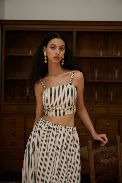 Striped cotton-linen set