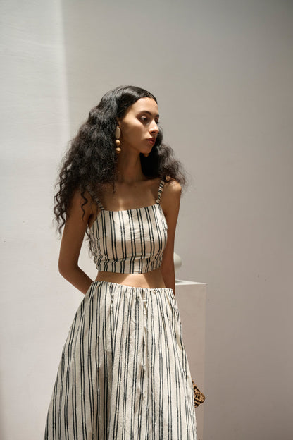 Striped cotton-linen set