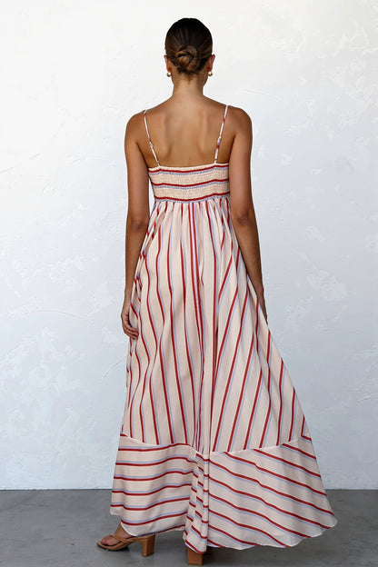Striped High Waist Swing Cami Boho Dress