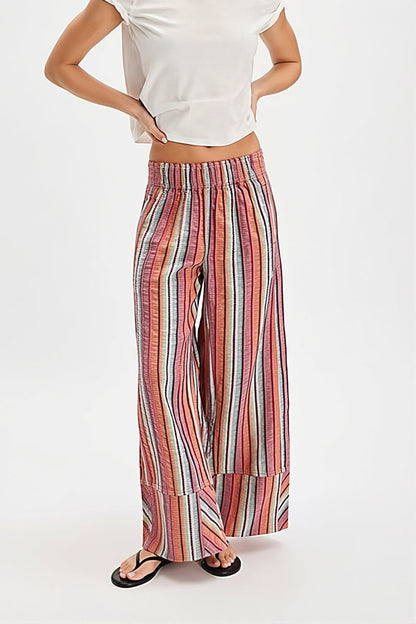 Striped High Waist Wide Leg Pants
