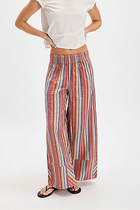 Striped High Waist Wide Leg Pants