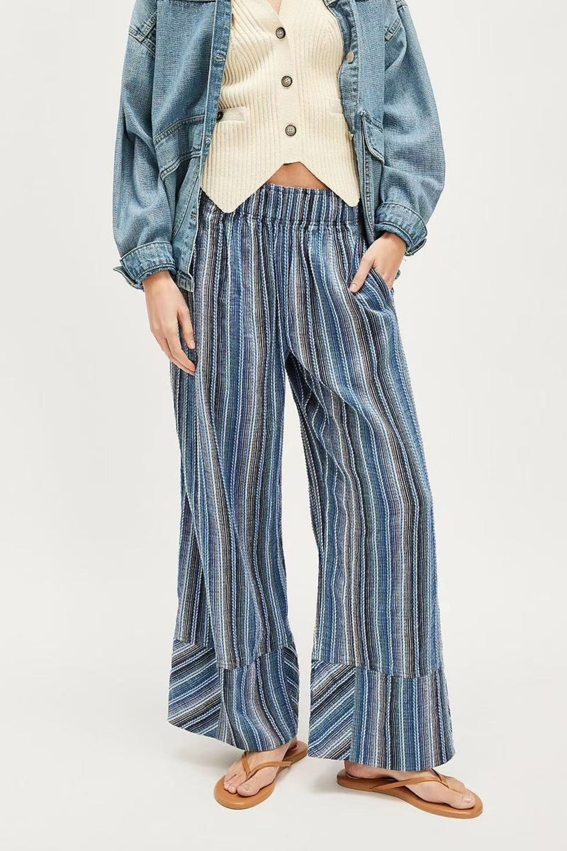 Striped High Waist Wide Leg Pants