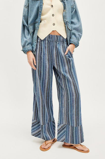 Striped High Waist Wide Leg Pants