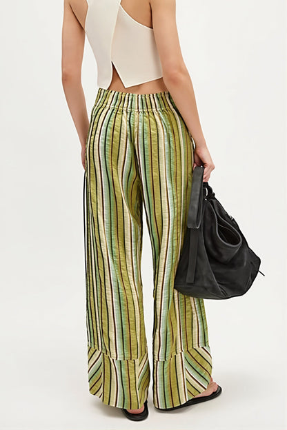 Striped High Waist Wide Leg Pants
