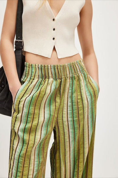 Striped High Waist Wide Leg Pants