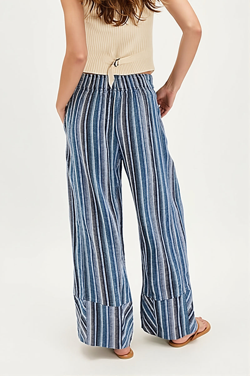Striped High Waist Wide Leg Pants