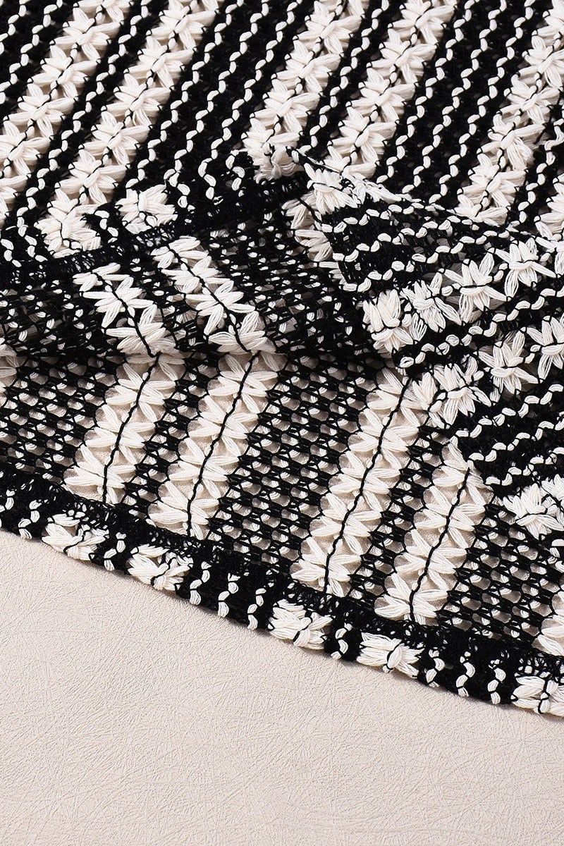 Striped Knit Elastic Flare Pants