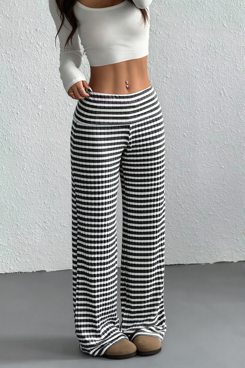 Striped Knit Straight Leg Pants