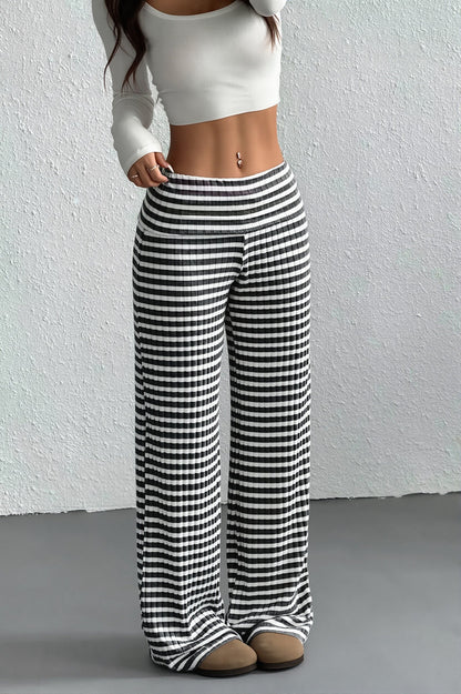 Striped Knit Straight Leg Pants