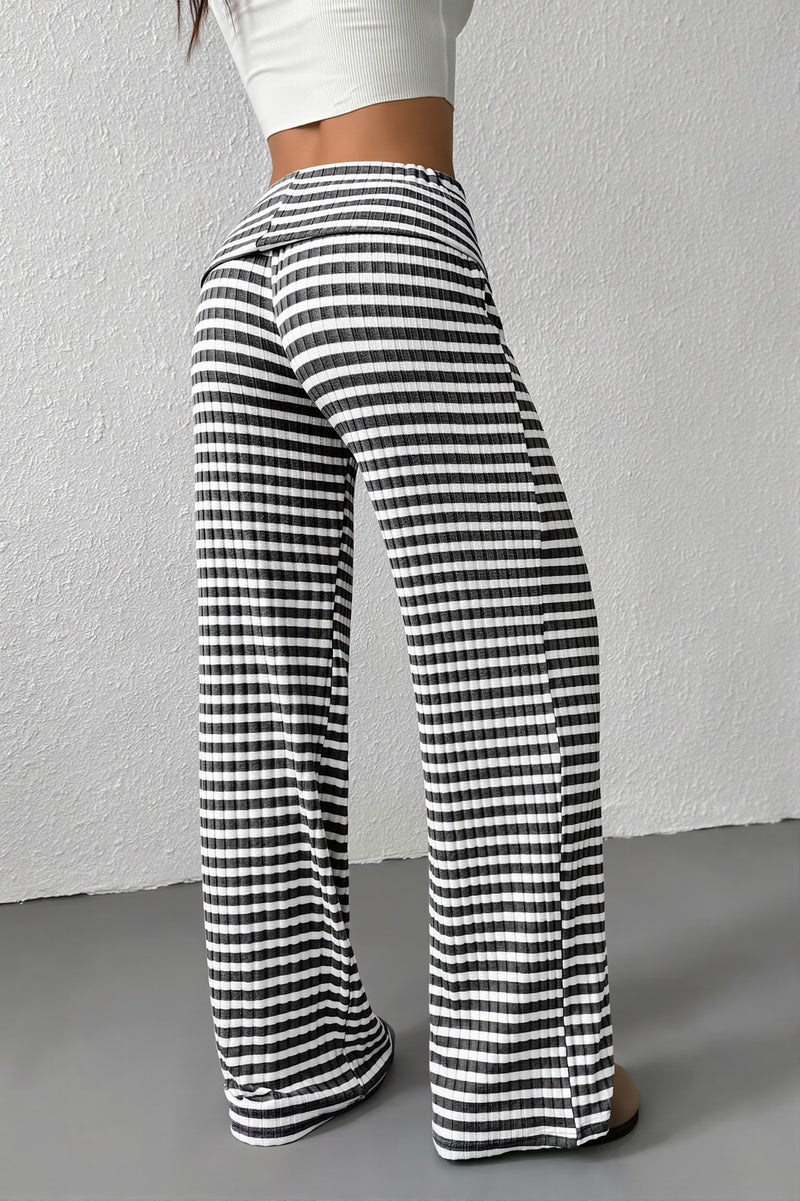 Striped Knit Straight Leg Pants