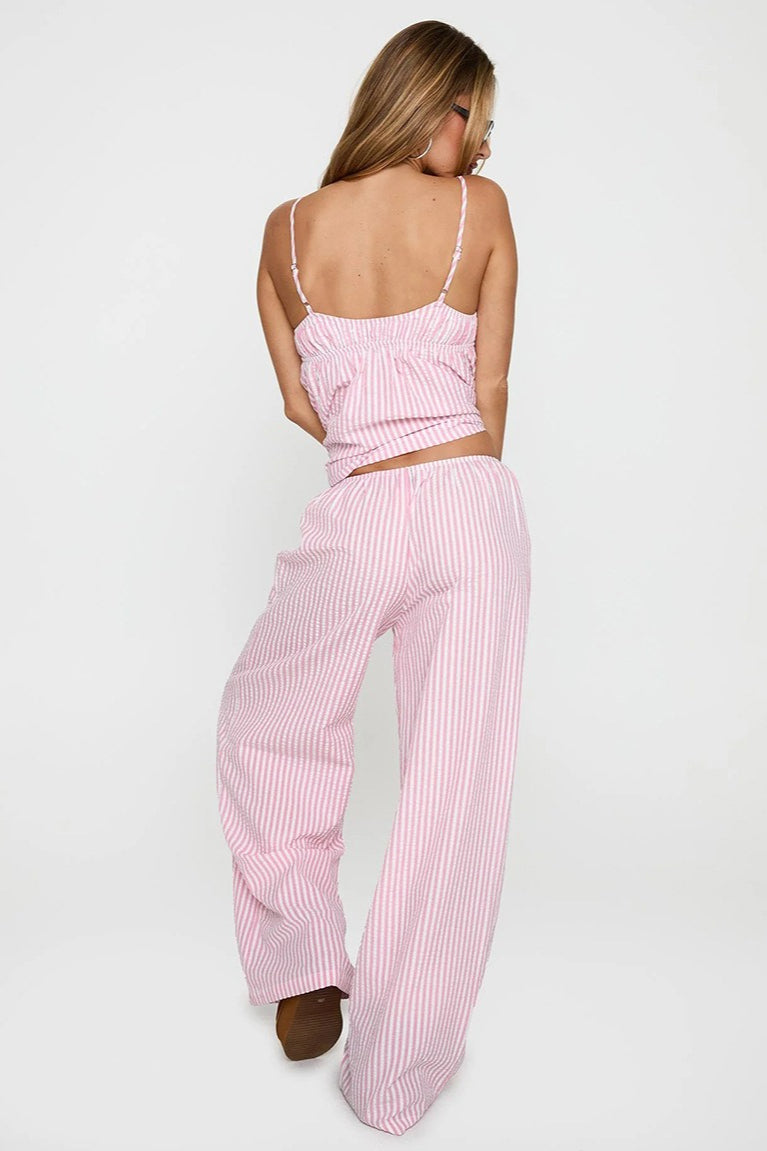 Striped Loose Cami Long Pants Two Piece Set