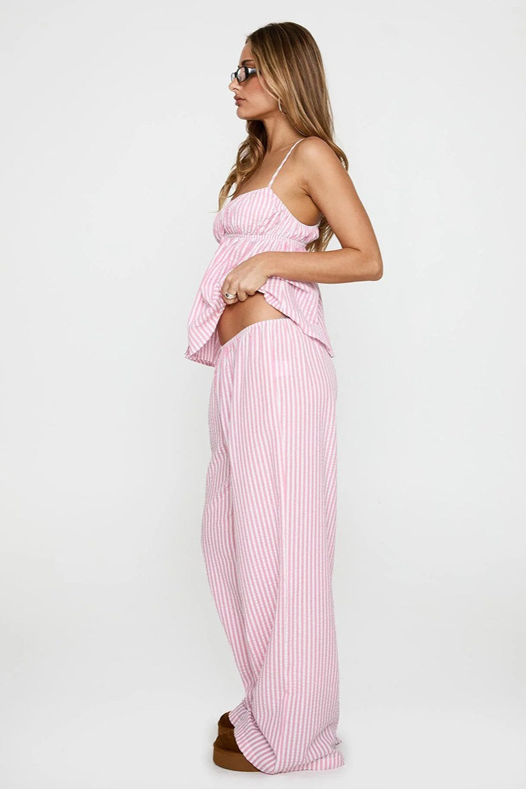Striped Loose Cami Long Pants Two Piece Set