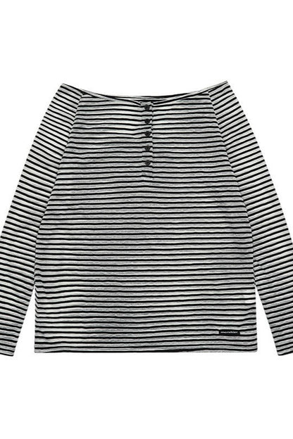 Striped Off Shoulder Long Sleeve T-shirt