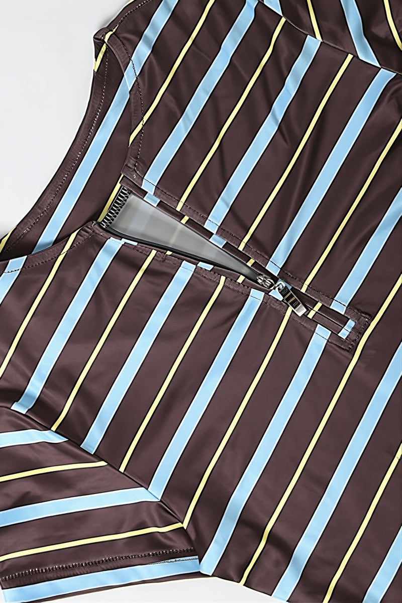 Striped Print Slim Pant Two Piece Set