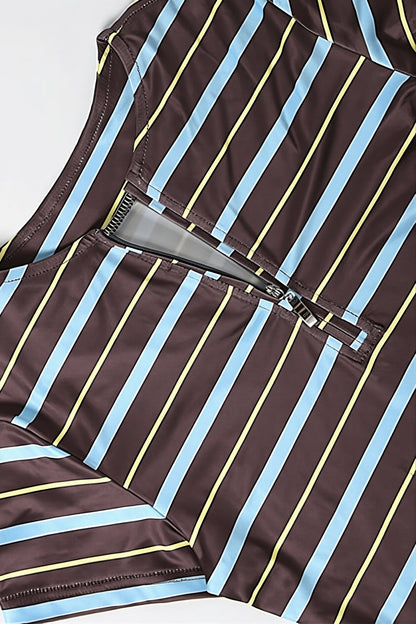 Striped Print Slim Pant Two Piece Set