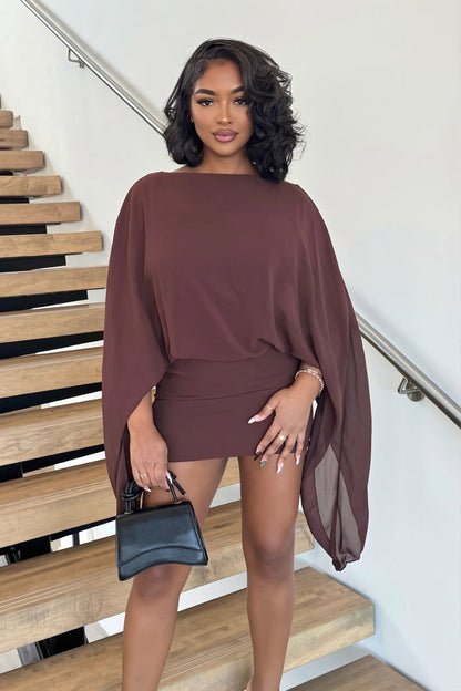 Stylish Elegant Cape Party Mini Dress