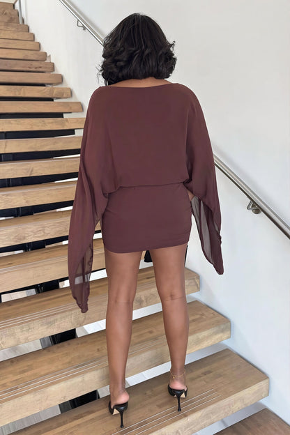 Stylish Elegant Cape Party Mini Dress