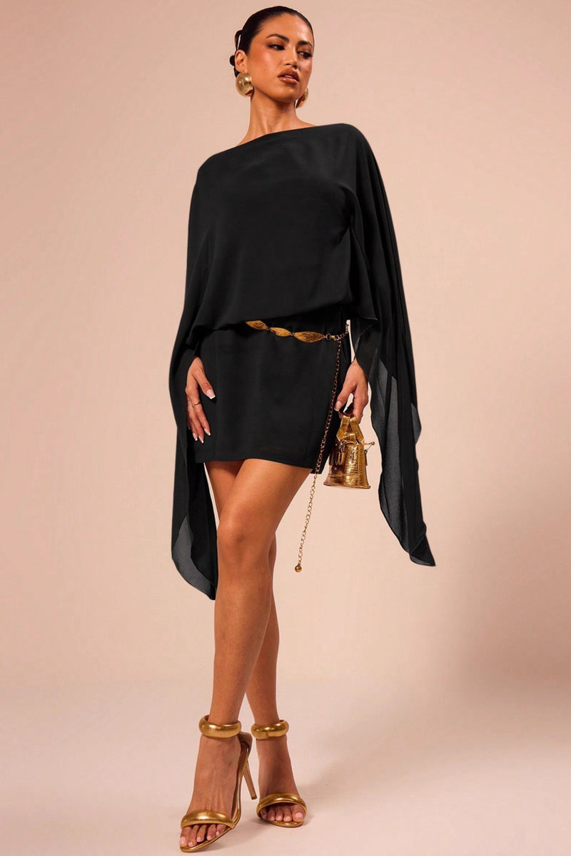 Stylish Elegant Cape Party Mini Dress