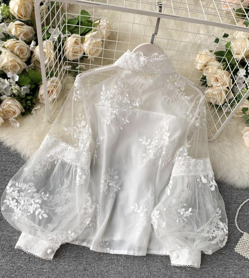 Stylish lace long sleeve tops S30