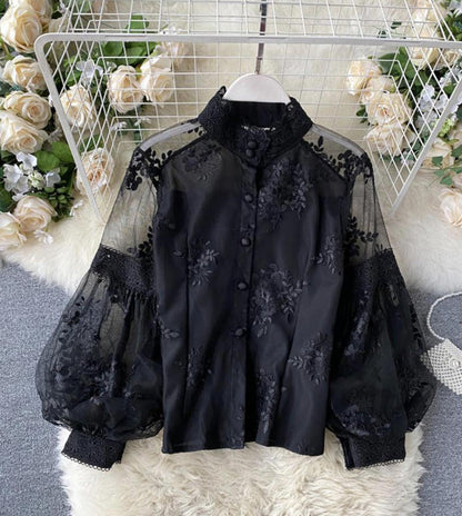 Stylish lace long sleeve tops S30