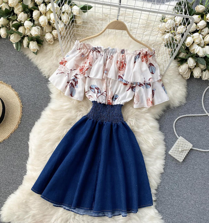 Stylish printed patchwork dress A line dress S19