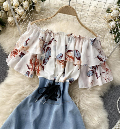 Stylish printed patchwork dress A line dress S19