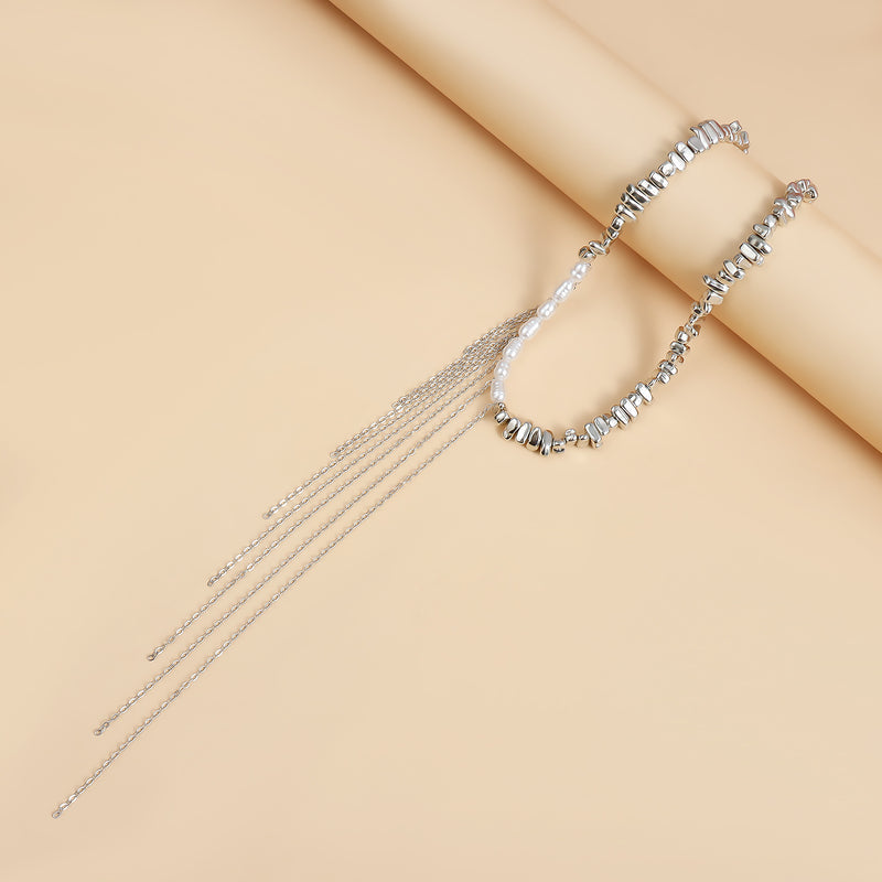 Stylish Tassel Irregular Beaded Splice NeckLace