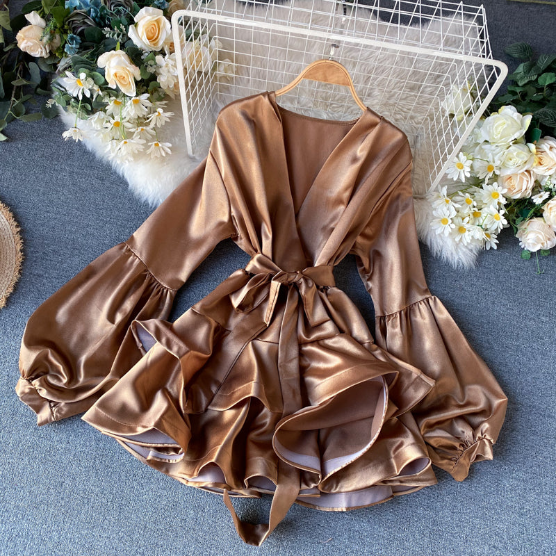 Stylish v neck long sleeve dress fashion dress S14