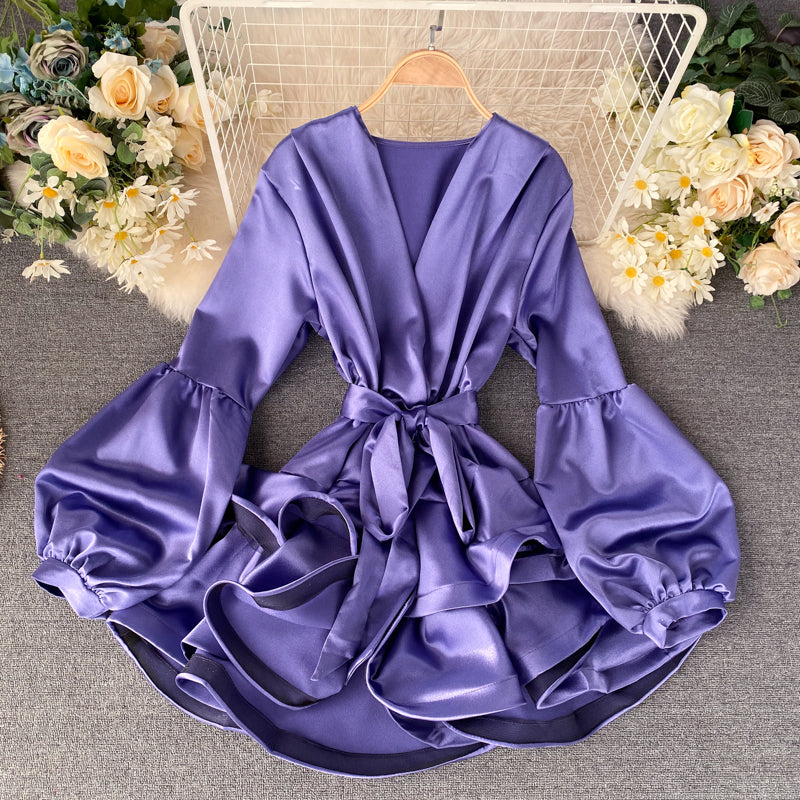 Stylish v neck long sleeve dress fashion dress S14