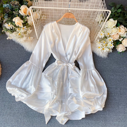 Stylish v neck long sleeve dress fashion dress S14