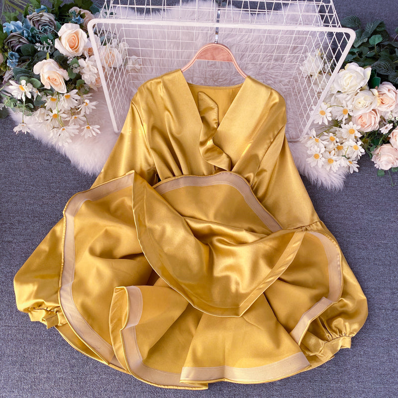 Stylish v neck long sleeve dress fashion dress S14