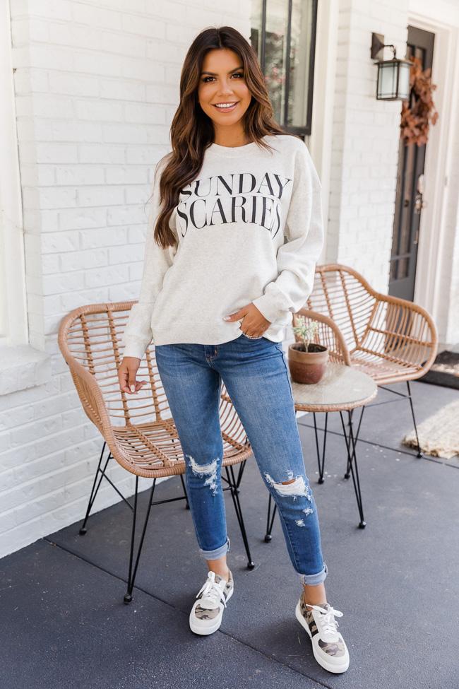 Sunday Scaries Heather Sand Graphic Sweatshirt