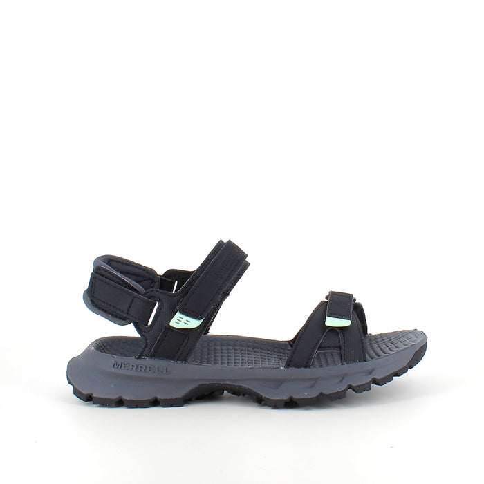Svart Merrell-sandal med dämpande komfort för aktiv vardag
